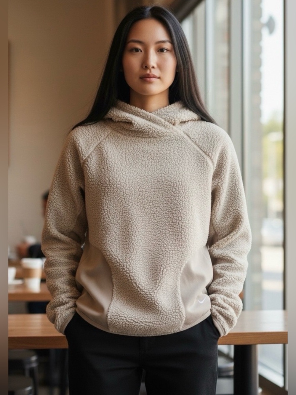 Nike Women's Therma Sherpa Fleece Pullover Training Hoodie size medium